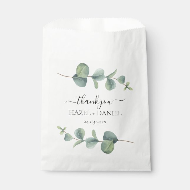 Sachets En Papier Merci Mariage Eucalyptus (Devant)