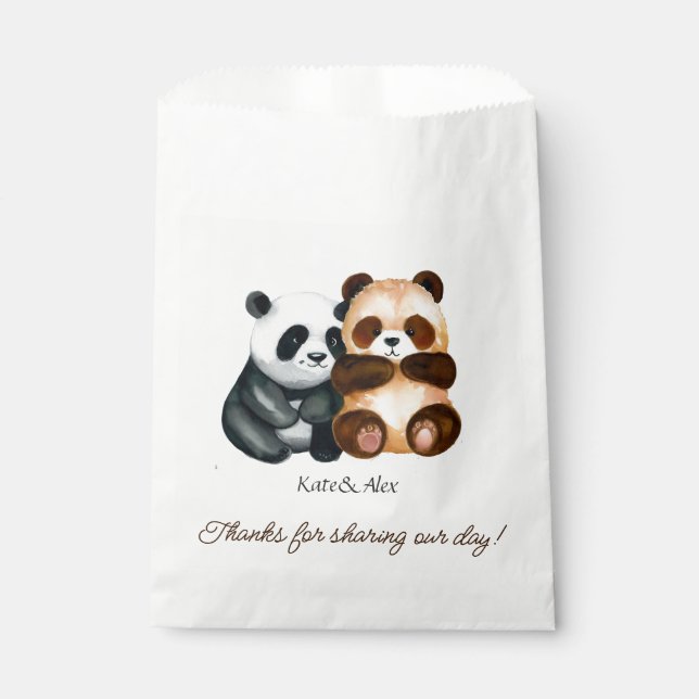 Sachets En Papier Merci, Mariage mignon Couple (Devant)