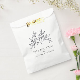 Sachets En Papier Merci Mariage minimaliste élégant Feuille personna