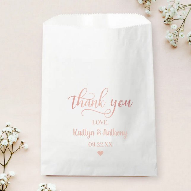 Sachets En Papier Merci Mariage Rose chic Gold Foil (Créateur téléchargé)