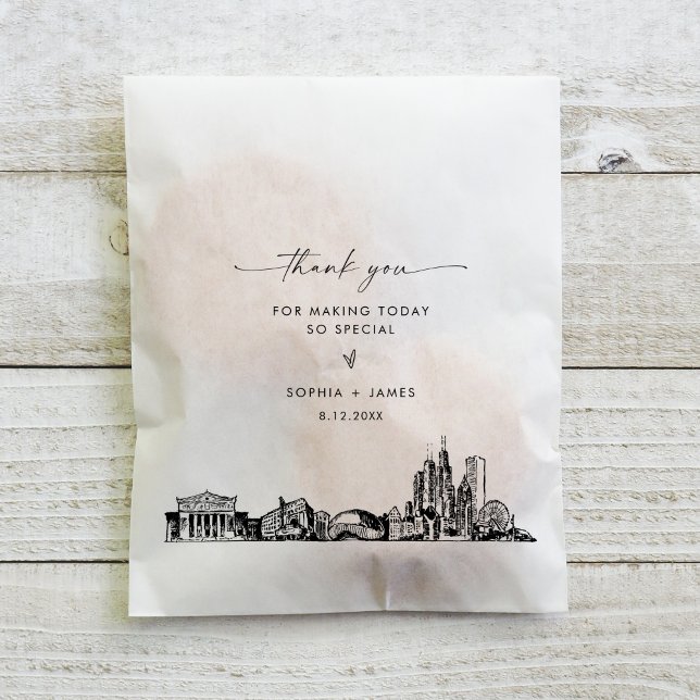 Sachets En Papier Merci Mariage Skyline de Chicago Favoriser les sac (Créateur téléchargé)