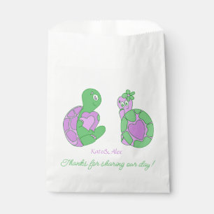 Sachets En Papier Merci, mignonne Tortue Couple Mariage