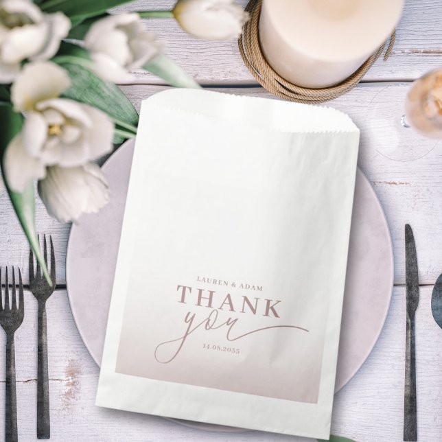 Sachets En Papier Merci moderne Calligraphie Rose or Mariage (Créateur téléchargé)