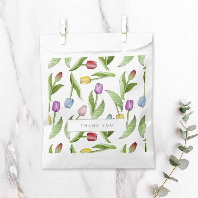 Sachets En Papier Merci moderne Tulipe colorée Floral (Créateur téléchargé)