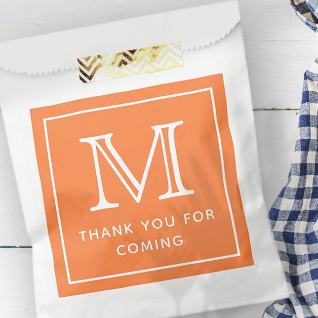 Sachets En Papier Merci Monogramme Chic Moderne Pour Venir (Créateur téléchargé)
