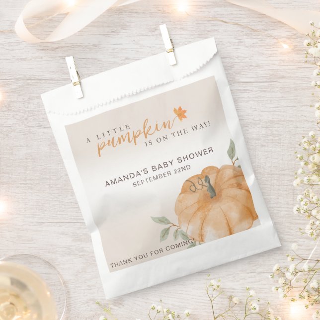 Sachets En Papier Merci Orange Little Citrouille Baby shower d'autom (Coupé)