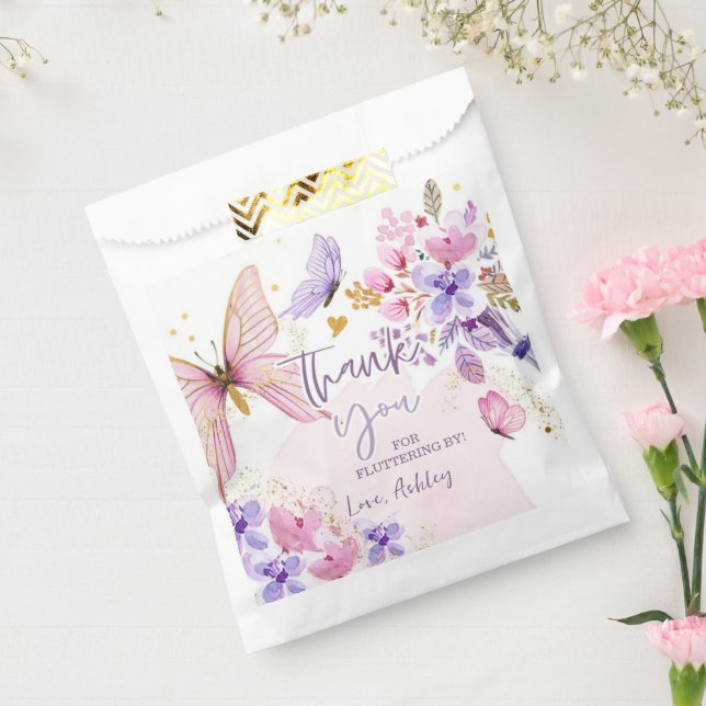 Sachets En Papier Merci Papillon Fluttering Par Fille Anniversaire (Scellé)