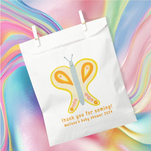 Sachets En Papier Merci papillon mou Baby shower PERSONNALISÉ (Cute Butterfly Thank You CUSTOM Baby Shower Favor Bag
)