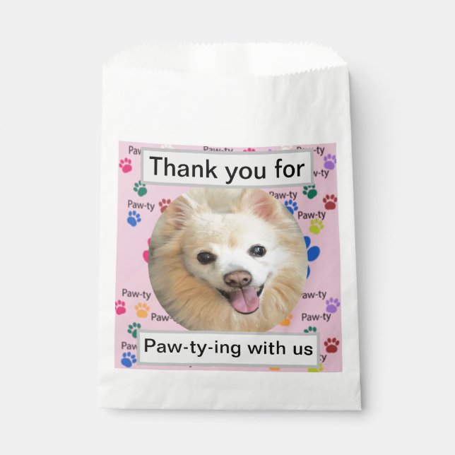 Sachets En Papier Merci personnalisé pour le paw-ty (Devant)