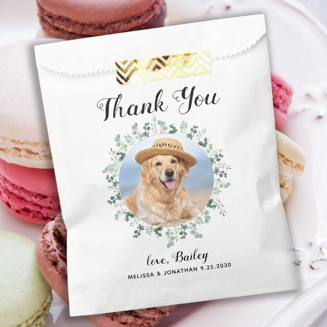 Sachets En Papier Merci Pet Photo Eucalyptus Dog Treat Mariage (Créateur téléchargé)