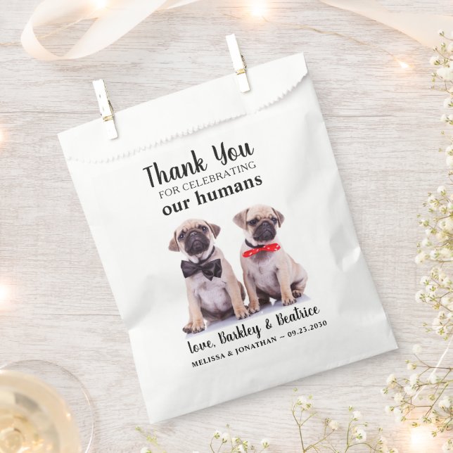 Sachets En Papier Merci Photo Dog Treat Pet Mariage (Coupé)