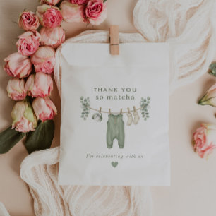 Sachets En Papier Merci pour cette baby shower au vert sauge matcha