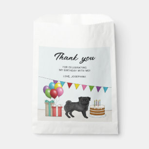 Sachets En Papier Merci pour l'anniversaire du Pug noir mignon dessi