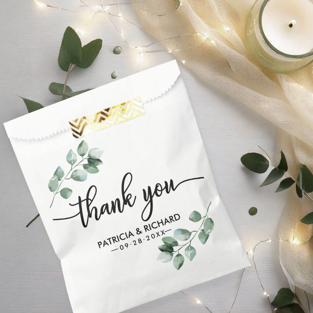 Sachets En Papier Merci pour le mariage de verdure (Créateur téléchargé)