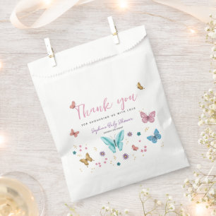 Sachets En Papier Merci rose mignon  papillon filles Baby shower