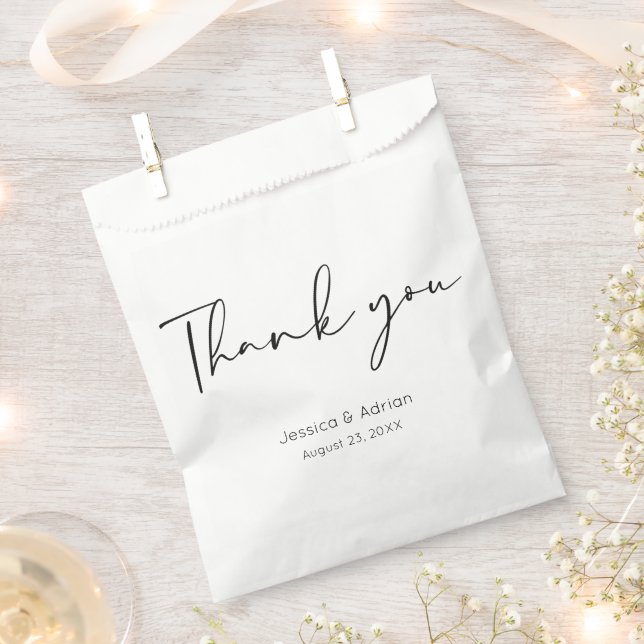 Sachets En Papier Merci Script Minimaliste (Coupé)