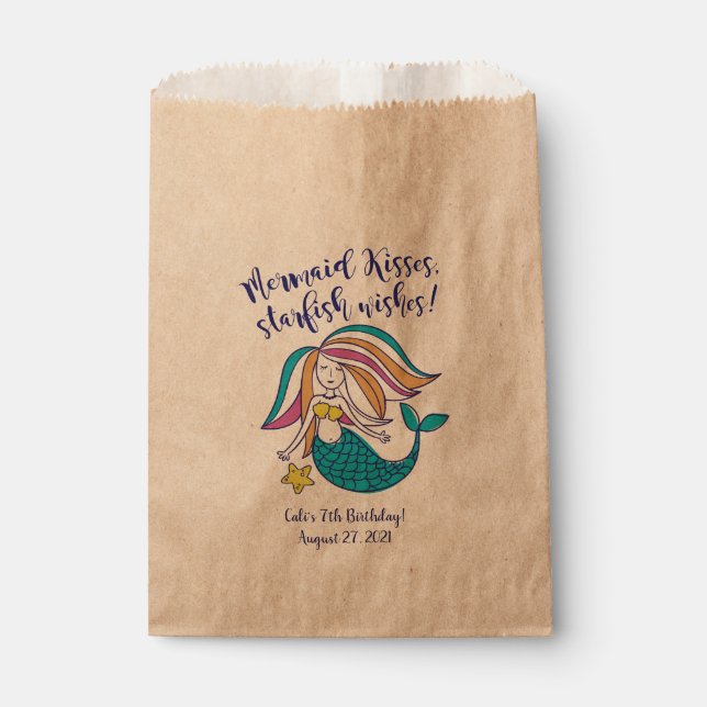 Sachets En Papier Mermaid Kisses Kraft Favoriser sac (Devant)