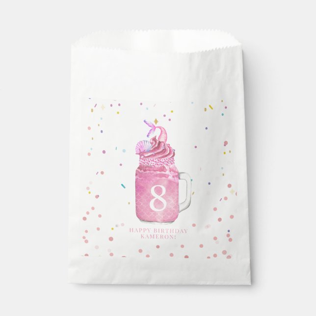 Sachets En Papier Mermaid Mason Jar Milkshake Girls Pink Anniversair (Devant)