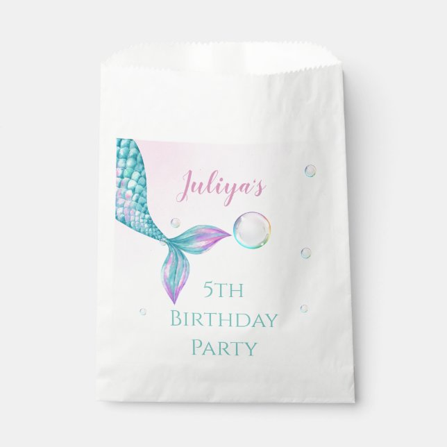 Sachets En Papier Mermaid Queue avec bulles Anniversaire (Devant)