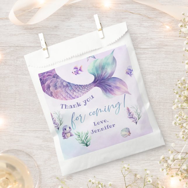 Sachets En Papier Mermaid Under the sea party merci (Coupé)