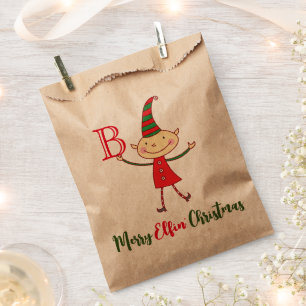 Sachets En Papier Merry Elfin Noël Monogramme Elf Funny Holiday