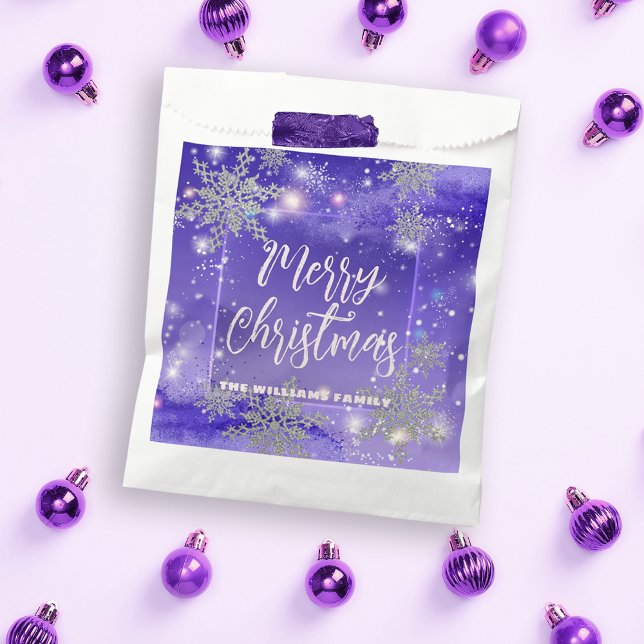 Sachets En Papier Merveilleux Noël hivernal violet étincelant (Créateur téléchargé)