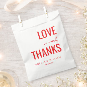 Sachets En Papier Message typographique d'amour rouge chaud
