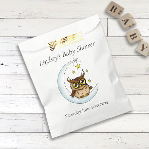 Sachets En Papier Mignon Hibou Bébé Lune Étoiles Baignoire Bleue