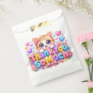 Sachets En Papier Mignon Kawaii Merci Beaucoup Chat Nom Pastel Rose