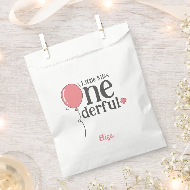 Sachets En Papier Mignonne Miss Onederday Premier Anniversaire rose (Coupé)