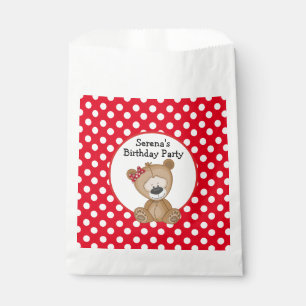 Sachets En Papier Mignonne Ours en Teddy avec Anniversaire Pois