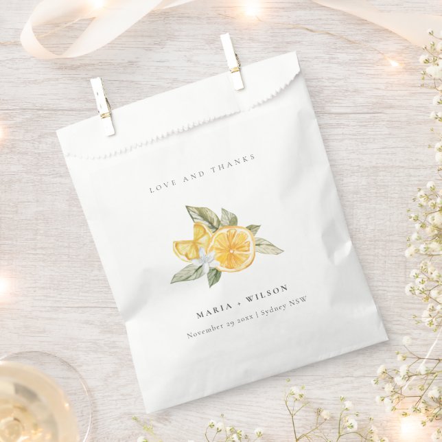 Sachets En Papier Minimal Lemon Botanical Boho Love Merci Mariage (Coupé)