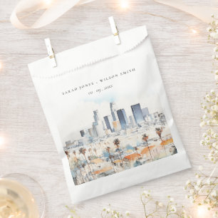 Sachets En Papier Minimal Los Angeles, Californie Mariage d'aquarell