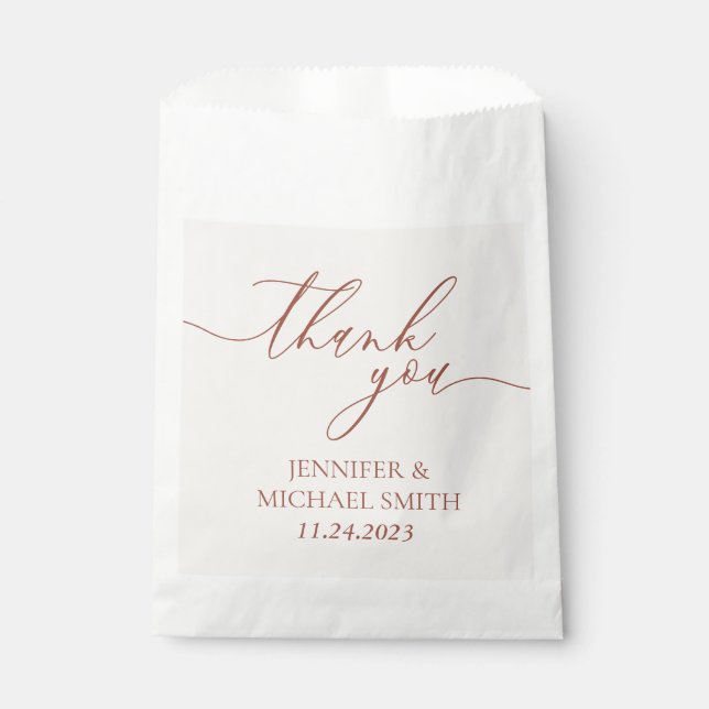 Sachets En Papier Minimal Script Terracotta Terre cuite Merci (Devant)