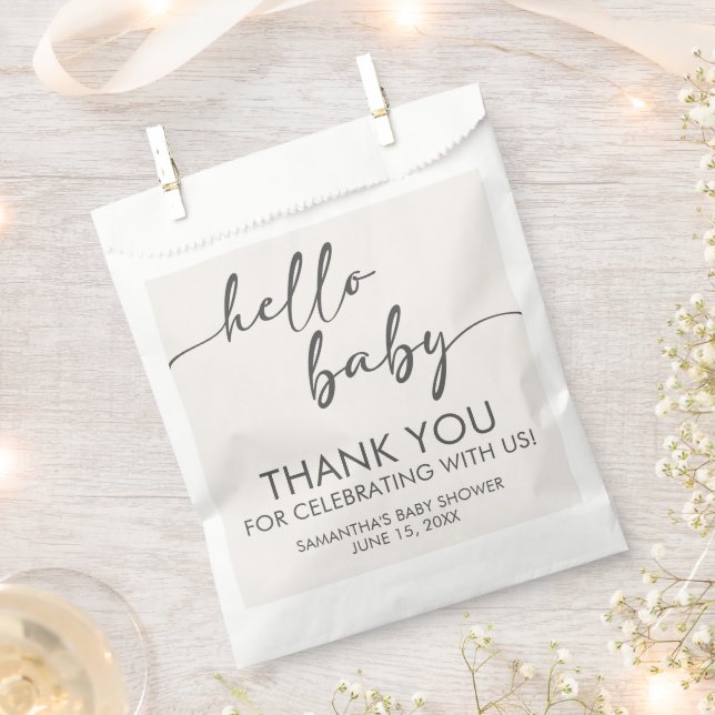 Sachets En Papier Minimalist Hello Baby Baby Shower (Coupé)