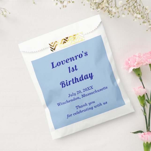 Sachets En Papier Minimalist Light Blue Kids Birthday Favor Bags (Scellé)