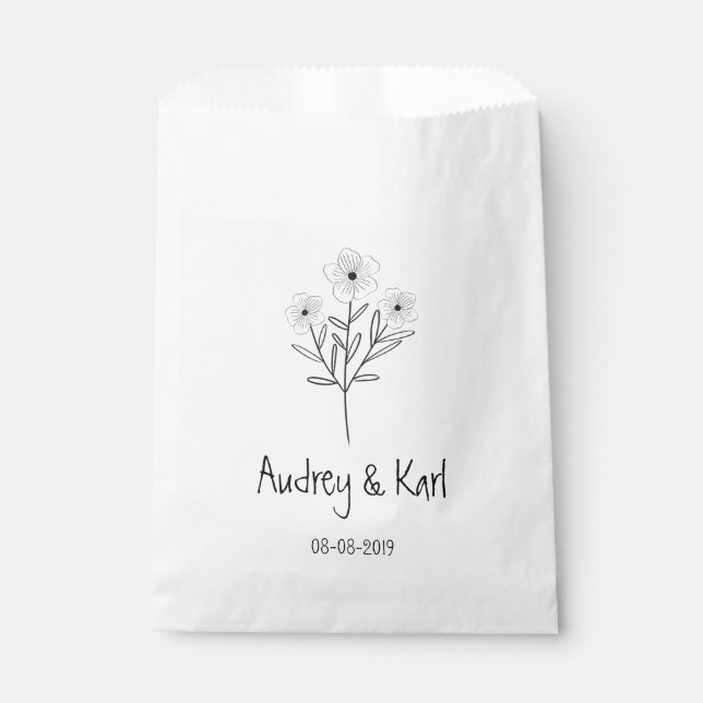 Sachets En Papier Minimalist Wildflowers Wedding Monogram Design (Devant)