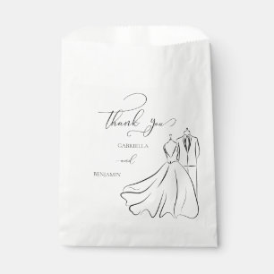 Sachets En Papier Minimaliste Mariage Merci Écriture Noir et Blanc