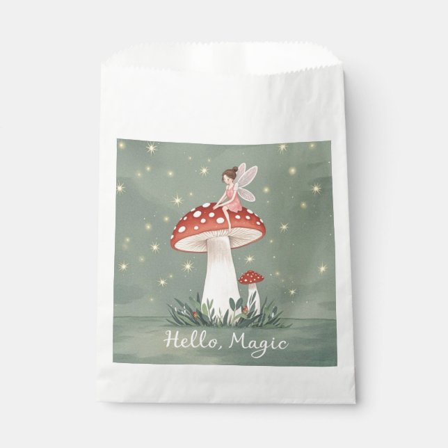 Sachets En Papier Minuscule fée perchée sur un champignon et brillan (Devant)