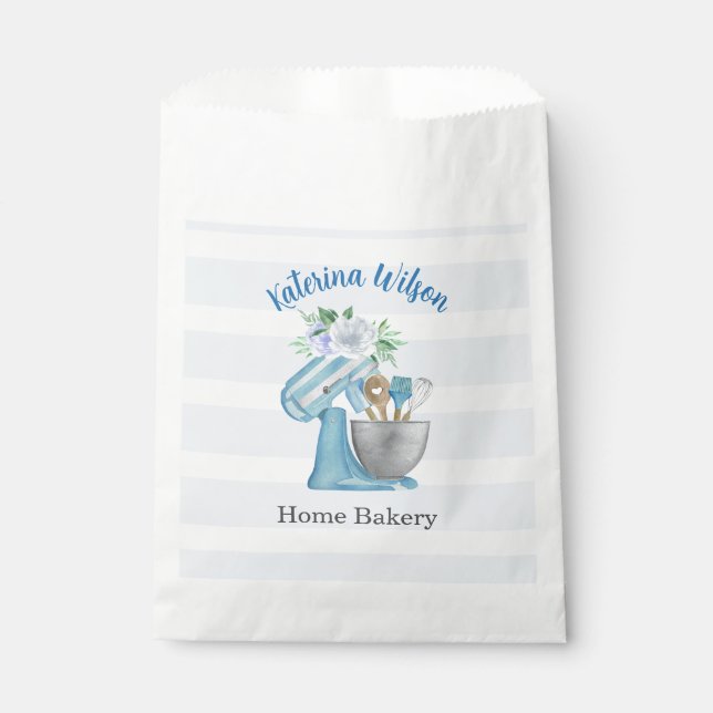 Sachets En Papier Mixeur Fleur Bleue pour Boulangerie Maison (Devant)