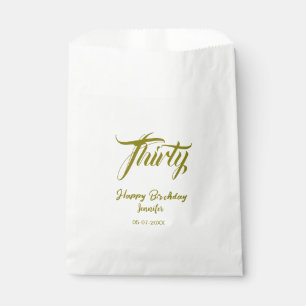 Sachets En Papier modèle or 30 ans nom date année thi