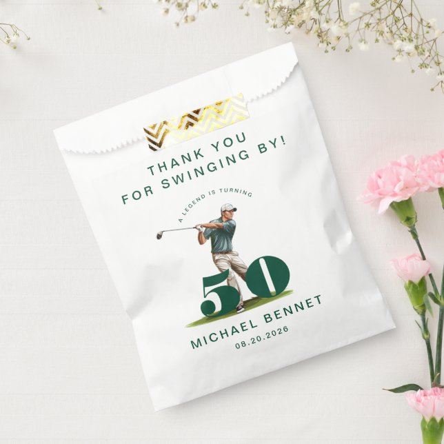 Sachets En Papier Moder Sport Golfer 50th Birthday Thank You (Scellé)