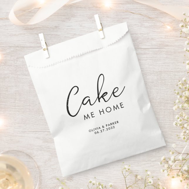 Sachets En Papier Modern Cake Me Home Wedding Treat Thank You (Coupé)