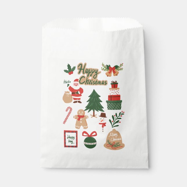Sachets En Papier Modern Christmas Santa and Gingerbread Pattern (Devant)