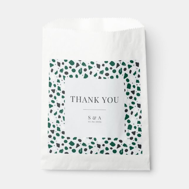 Sachets En Papier Modern Emerald Terrazzo & Confetti (Devant)