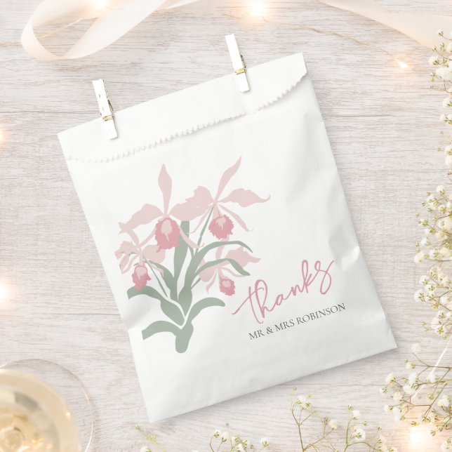 Sachets En Papier Modern floral Cattleya orchid dusty pink wedding (Coupé)