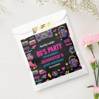 Sachets En Papier Modern Retro Neon 80’s Birthday Party for Adults