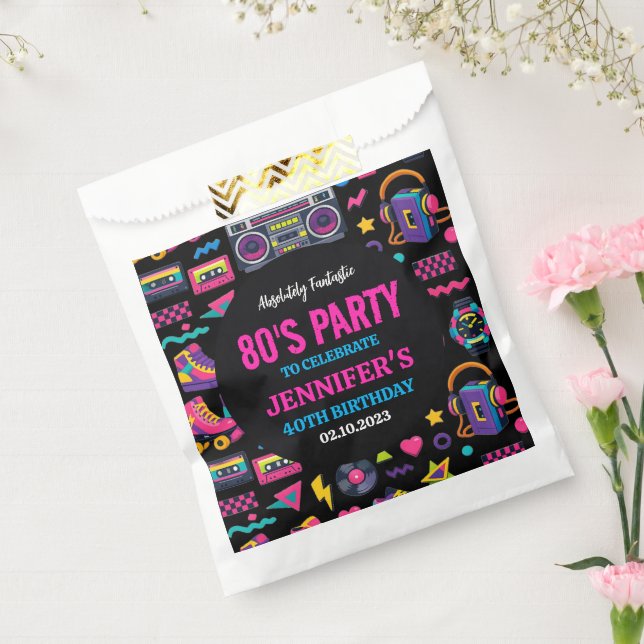 Sachets En Papier Modern Retro Neon 80’s Birthday Party for Adults (Scellé)