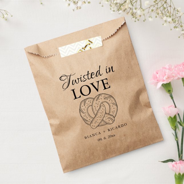 Sachets En Papier Modern We tied the knot pretzel favor bag wedding  (Scellé)