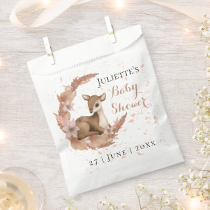 Sachets En Papier Moderne charmant Bambi rose Fleurs Baby shower de